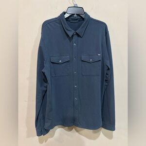 Vuori Boulevard Shirt Jacket Large Blue Modal Stretch Button Front V281